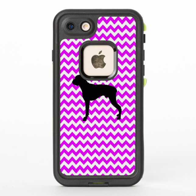 Boxer Silhouette Vivid Pink Chevron LifeProof iPhone Case (Back)