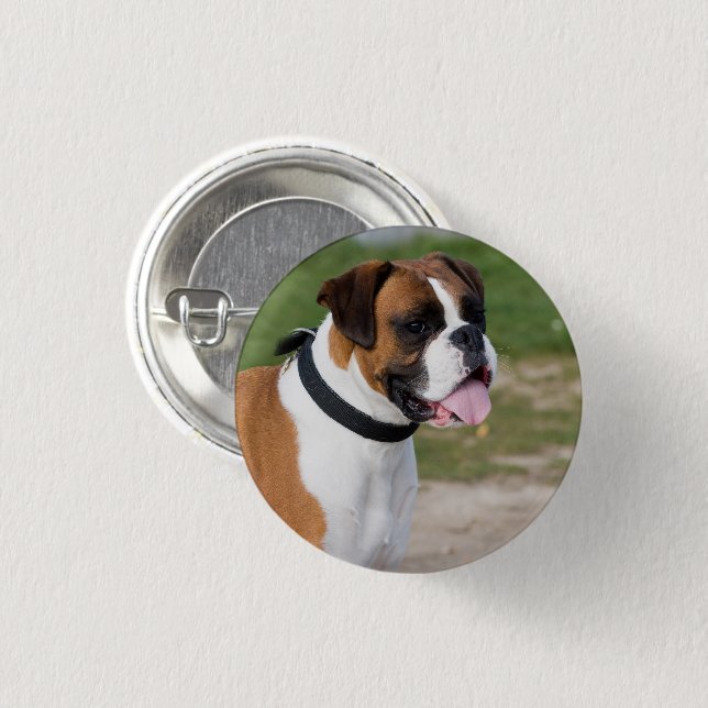 Boxer Sitting 1 Inch Round Button (Front & Back)