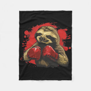 Boxer Sloth With Boxing Gloves Kickboxing Funny Bo Fleece Blanket
