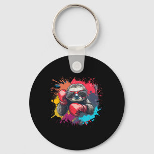 Boxer Sloth With Boxing Gloves Kickboxing Funny Bo Keychain