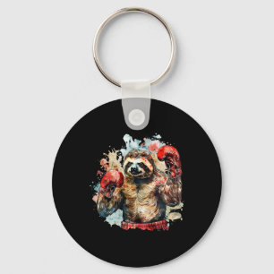 Boxer Sloth With Boxing Gloves Kickboxing Funny Bo Keychain