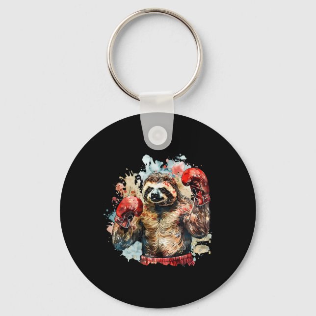 Boxer Sloth With Boxing Gloves Kickboxing Funny Bo Keychain (Front)