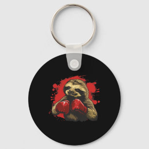 Boxer Sloth With Boxing Gloves Kickboxing Funny Bo Keychain