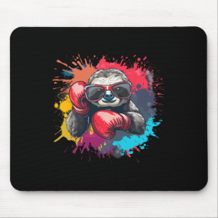 Boxer Sloth With Boxing Gloves Kickboxing Funny Bo Mouse Pad