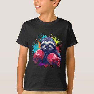Boxer Sloth With Boxing Gloves Kickboxing Funny Bo T-Shirt