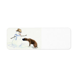 Boxer & Snowman Dog Art Retourner l'adresse Étique