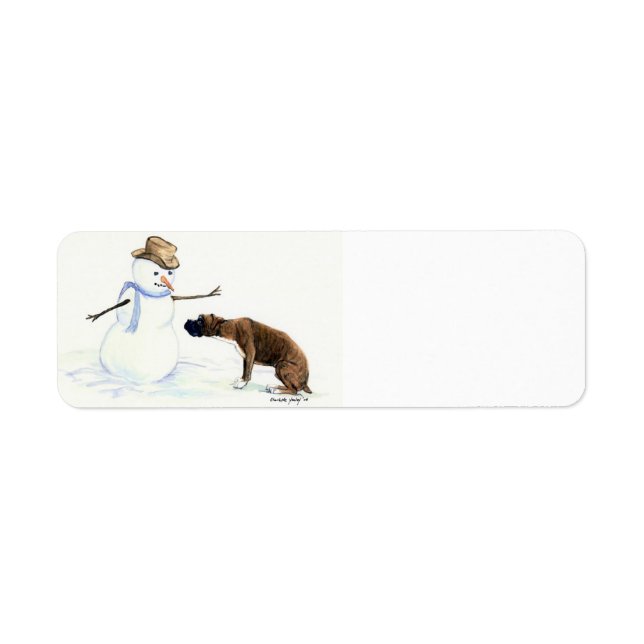 Boxer & Snowman Dog Art Retourner l'adresse Étique (Devant)