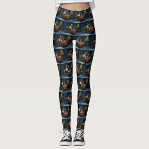 Boxer Snowy Sleigh Christmas Decor Leggings