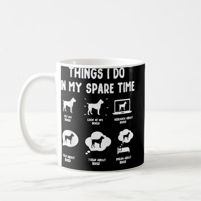 Boxer Things Do Spare Time Funny Dog Mom Dad Coffee Mug (Left)