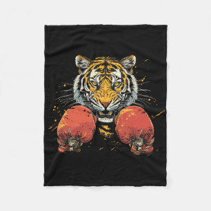Boxer Tiger With Boxing Gloves Kickboxing Funny Bo Fleece Blanket