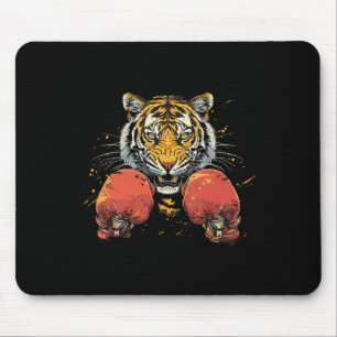 Boxer Tiger With Boxing Gloves Kickboxing Funny Bo Mouse Pad
