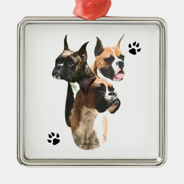 Boxer Trio Metal Ornament (Front)
