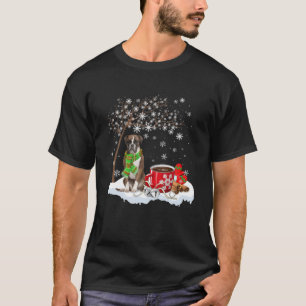 Boxer Under Snow Tree - Nice Dog Christmas Pajama T-Shirt