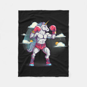Boxer Unicorn With Boxing Gloves Kickboxing Cute B Fleece Blanket