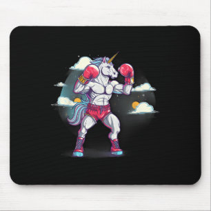 Boxer Unicorn With Boxing Gloves Kickboxing Cute B Mouse Pad