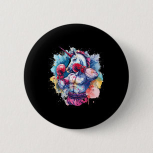 Boxer Unicorn With Boxing Gloves Kickboxing Funny 2 Inch Round Button