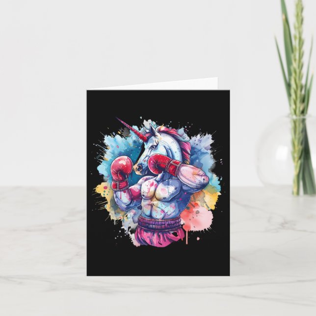 Boxer Unicorn With Boxing Gloves Kickboxing Funny  Card (Front)