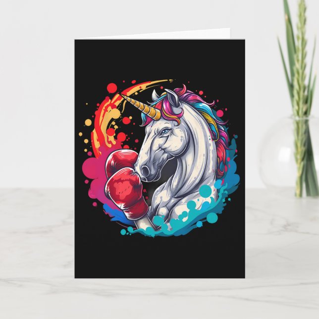 Boxer Unicorn With Boxing Gloves Kickboxing Funny  Card (Front)