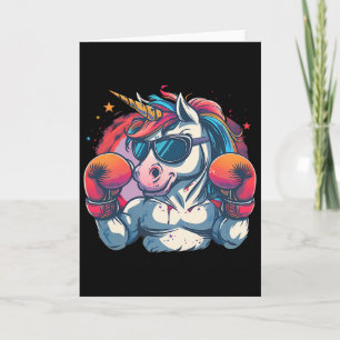 Boxer Unicorn With Boxing Gloves Kickboxing Funny Card