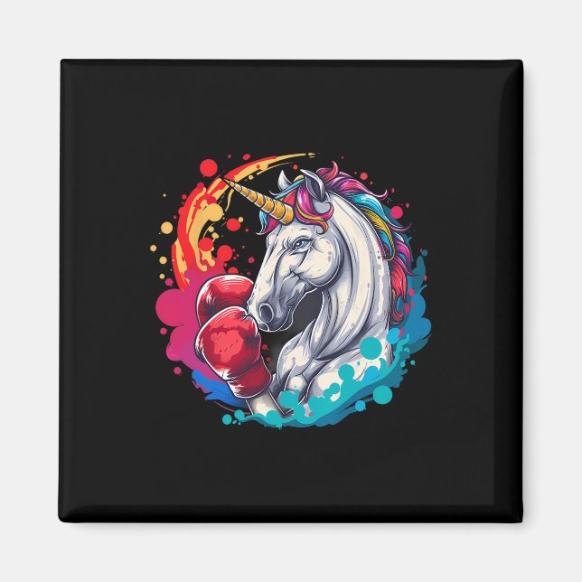 Boxer Unicorn With Boxing Gloves Kickboxing Funny  Magnet (Front)