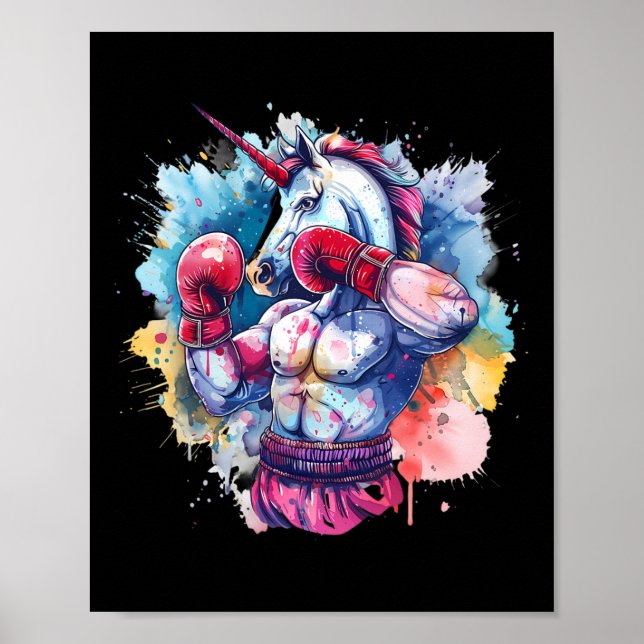 Boxer Unicorn With Boxing Gloves Kickboxing Funny  Poster (Front)