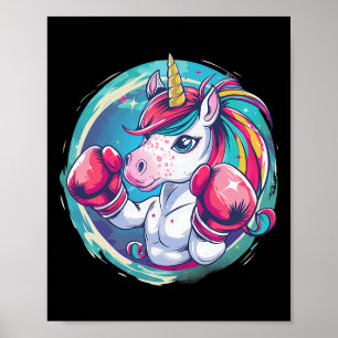 Boxer Unicorn With Boxing Gloves Kickboxing Funny  Poster