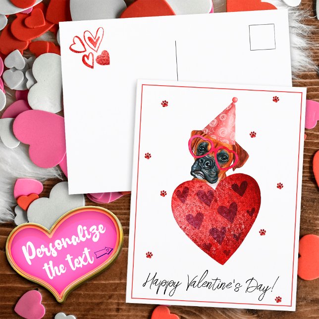 Boxer Valentine's Day Gift Dog Postcard (Creator Uploaded)