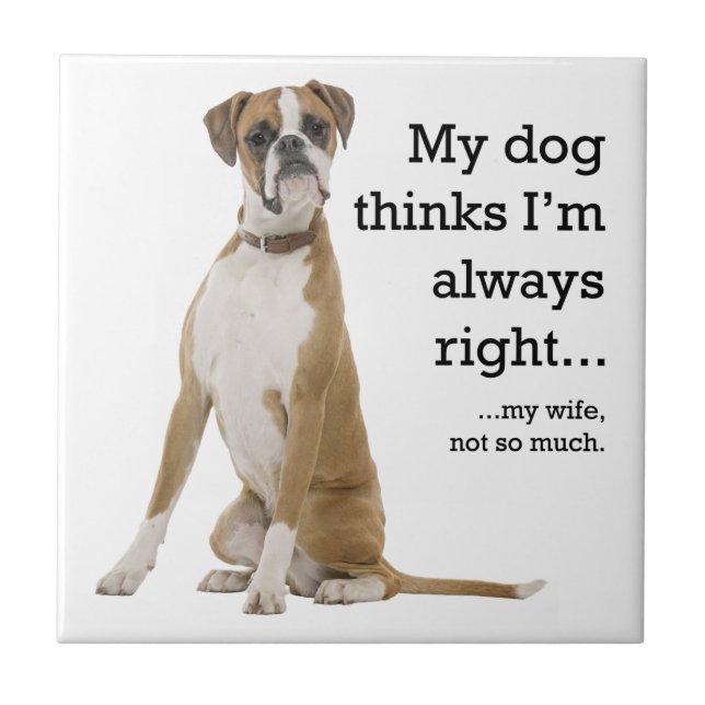 Boxer vs Wife Tile Coaster (Front)