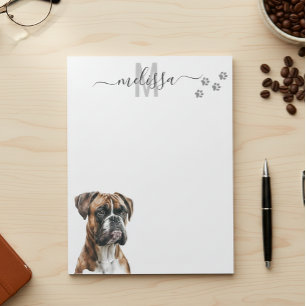 Boxer Watercolor Monogram Personalized  Notepad