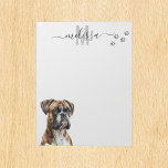Boxer Watercolor Monogram Personalized  Notepad<br><div class="desc">This design may be personalized in the area provided by changing the photo and/or text. Or it can be customized by clicking Personalize this Template and then choosing the click to customize further option and delete or change the colour of the background, add text, change the text colour or style,...</div>