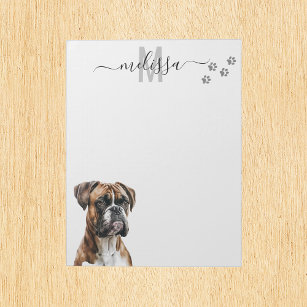 Boxer Watercolor Monogram Personalized  Notepad