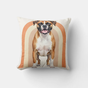 Boxer Watercolor Retro Arch Art Throw Pillow