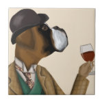 Boxer Wine Snob Tile<br><div class="desc">Boxer Wine Snob by Fabfunky. Features a well-dressed boxer enjoying wine. | 190951D</div>