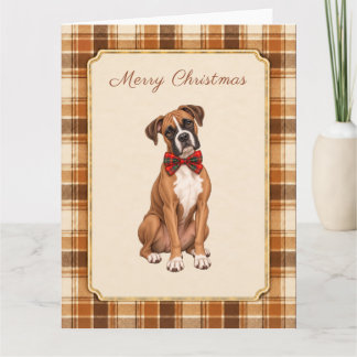 Boxer Winter Christmas Tartan Card