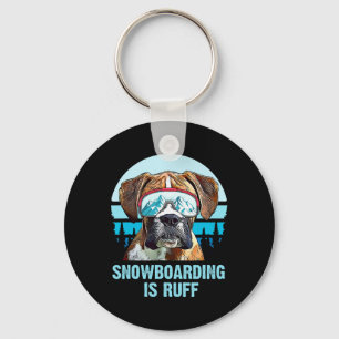 Boxer Winter Snowboarding Is Ruff Dog Lover Men Wo Keychain