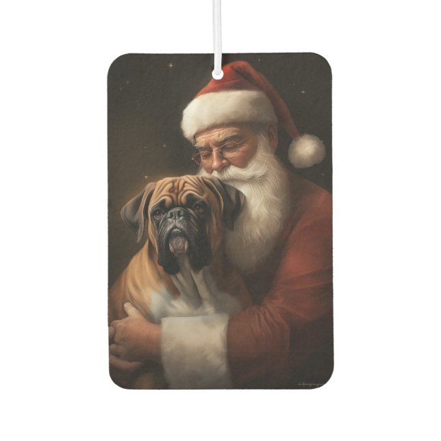 Boxer With Santa Claus Festive Christmas Air Freshener (Front)