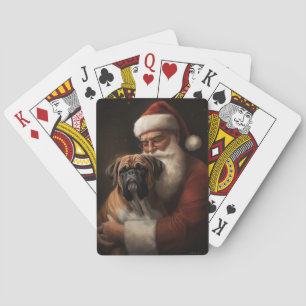 Boxer With Santa Claus Festive Christmas Playing Cards