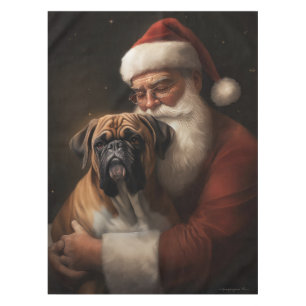 Boxer With Santa Claus Festive Christmas Tablecloth