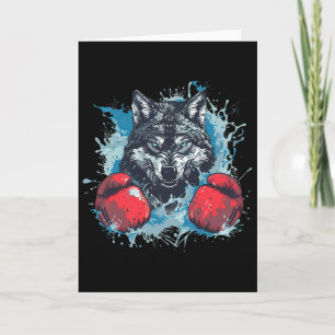 Boxer Wolf With Boxing Gloves Kickboxing Funny Box Card