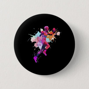 Boxer Woman Boxing Paint Splash Kickboxer Kickboxi 2 Inch Round Button