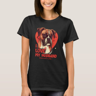 Boxerdog With Hearts I Love My Husband T-Shirt