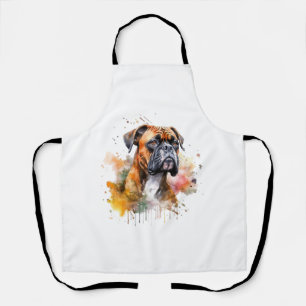 BoxerLove Watercolor Artwork - Loyal Canine Breed Apron