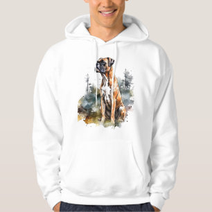BoxerLoveArt Vibrant Watercolor Painting of Loyal Hoodie