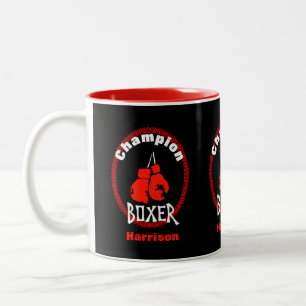 Boxers Boxing Gloves Fun Personalized Two-Tone Coffee Mug