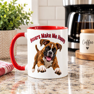 Boxers Make Me Happy 3D Boxer Dog Mug