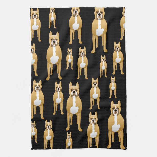 Boxers on Black. Kitchen Towel (Vertical)