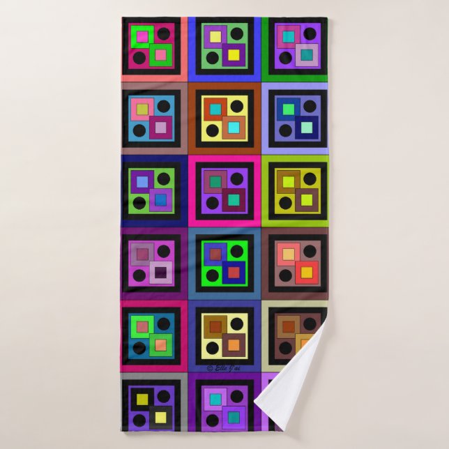 Boxes and Dots Bath Towel (Bath Towel)