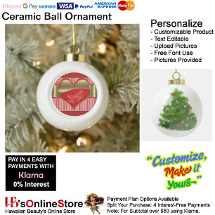 Boxes of Hearts Ceramic Ball Ornament
