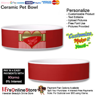 Boxes of Hearts Ceramic Pet Bowl