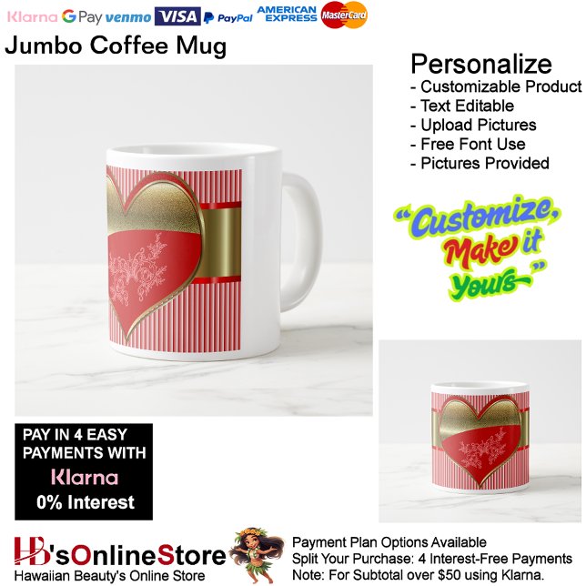 Boxes of Hearts Jumbo Specialty Mug (Boxes of Hearts Jumbo Specialty Coffee Mug.)